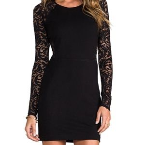 Parker Laced Sleeve Black Cocktail Dress